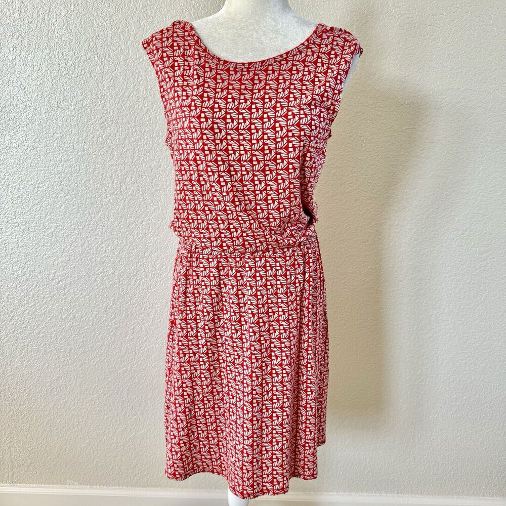 Athleta Astra Dress Red Gray Criss Cross Back Summer Sun Dress Womens Medium
